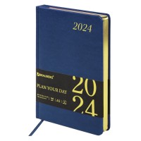 Ежедневник A5, 168 л., датированный, кожзам, золотой срез, синий, «Iguana», 2024 г 114850