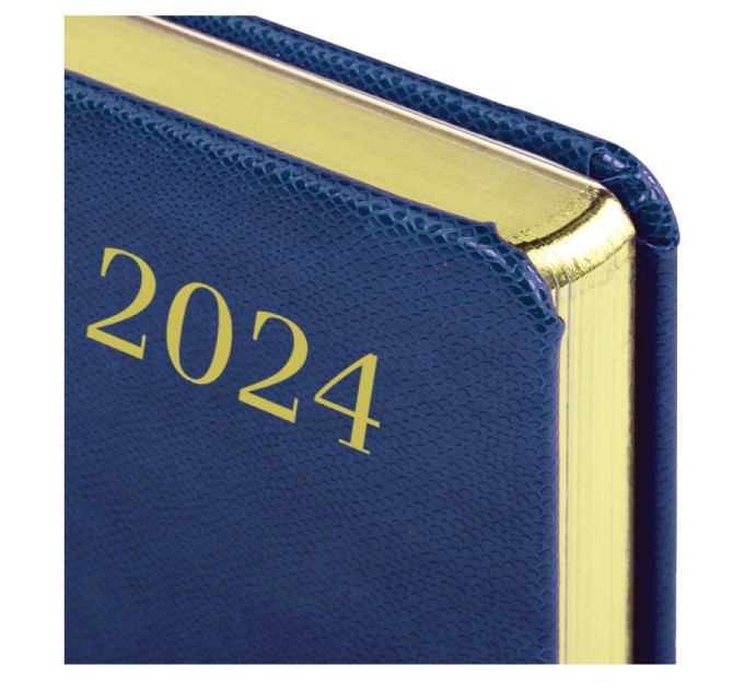Ежедневник A5, 168 л., датированный, кожзам, золотой срез, синий, «Iguana», 2024 г 114850