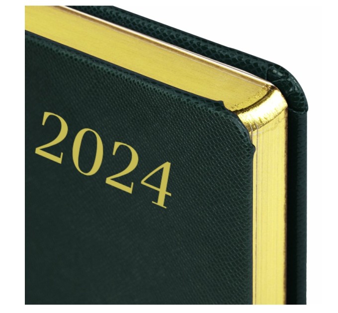Ежедневник A5, 168 л., датированный, кожзам, золотой срез, темно-зеленый, «Iguana», 2024 г 114852