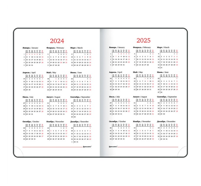 Ежедневник A5, 168 л., датированный, балакрон, бордовый, «Select» 2024 г 114879