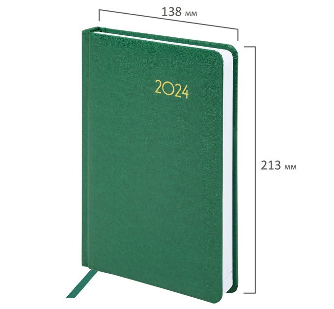 Ежедневник A5, 168 л., датированный, балакрон, зеленая, «Select», 2024 г 114878