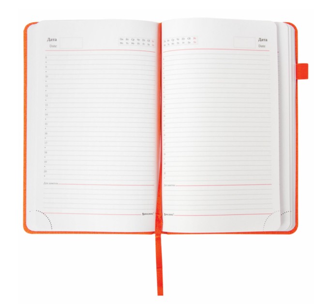 Ежедневник A5, 136 л., недатированный, оранжевый, под кожу, резинка, «Finest» 111873