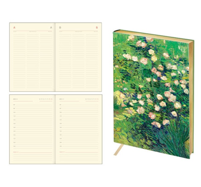 Ежедневник B6, 136 л., недатированный, кожзам, золотой срез, «VISION. VAN GOGH. ROSES» ENB6-30180