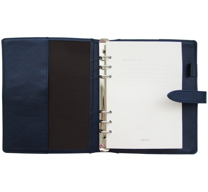 Ежедневник 100 л., 210х145 мм, с хлястиком, синий, Deli 22800