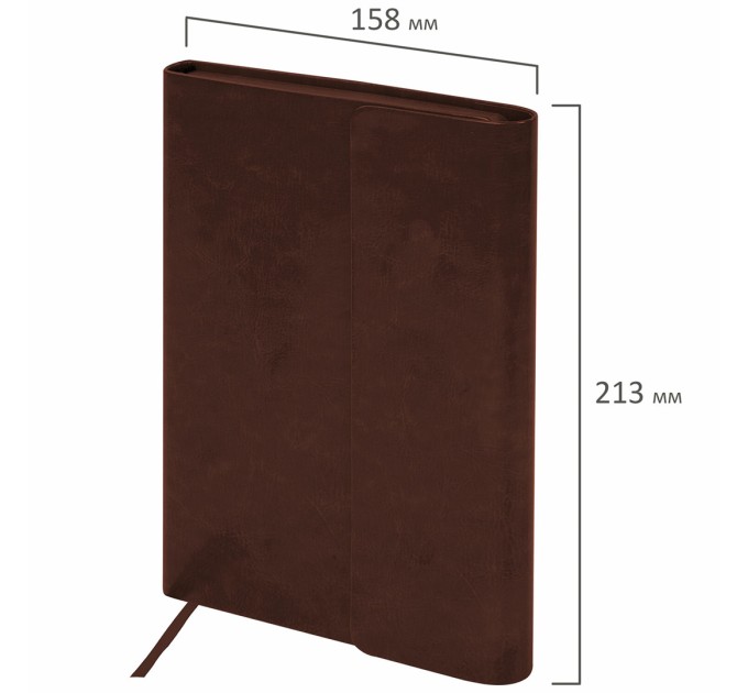 Ежедневник А5, 160 л., недатированный, кожзам, магнитный клапан, коричневый, «Magnetic X» 113280