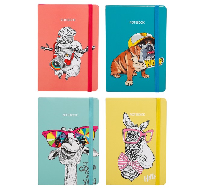 Ежедневник A6, 96 л., на резинке, «Забавные животные» BG A6-833-1-4