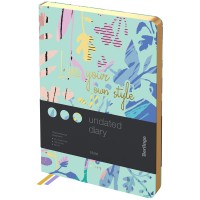 Ежедневник A5, 136 л., недатированный, кожзам зеленый с рисунком, золотой срез,«Style» UD2_99502