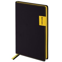 Ежедневник А5, 136 л., недатированный, кожзам, желтый срез, черный, «AIM» 113421