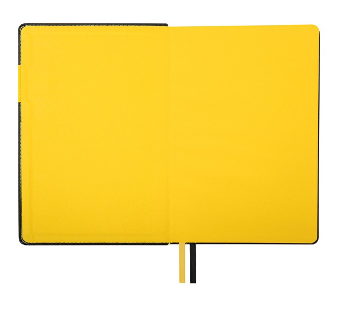 Ежедневник А5, 136 л., недатированный, кожзам, желтый срез, черный, «AIM» 113421