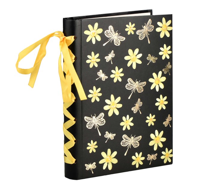Ежедневник 120 л., 140х170, с декоративной лентой, «Ромашки и стрекозы» 42930