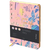 Ежедневник A5, 136 л., недатированный, кожзам розовый с рисунком, золотой срез, «Style» UD2_99503