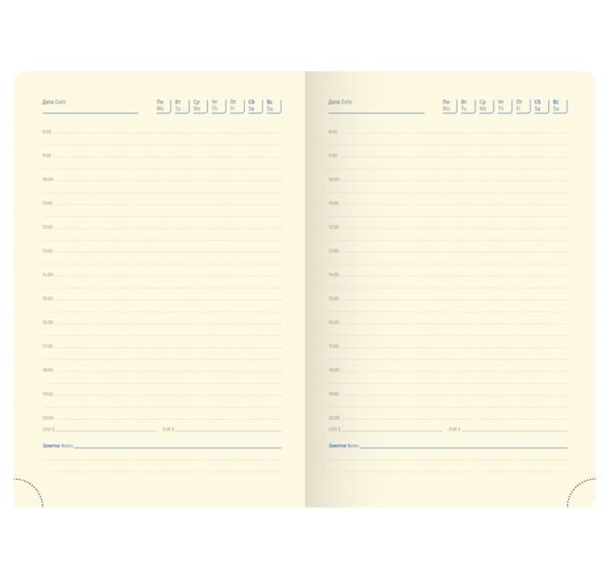 Ежедневник B6, 160 л., недатированный, кожзам, полноцветный срез, голубой, «Spring» UD0_88604