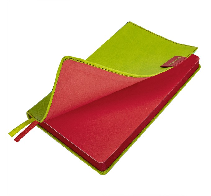 Ежедневник А5, 136 л., недатированный, кожзам, красный срез, светло-зеленый, «AIM» 113417