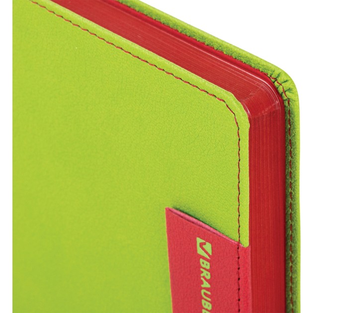 Ежедневник А5, 136 л., недатированный, кожзам, красный срез, светло-зеленый, «AIM» 113417