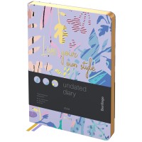 Ежедневник A5, 136 л., недатированный, кожзам фиолетовый с рисунком, золотой срез, «Style» UD2_99501