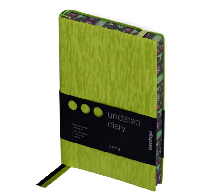 Ежедневник B6, 160 л., недатированный, кожзам, «Spring», полноцветный срез, салатовый UD0_88603