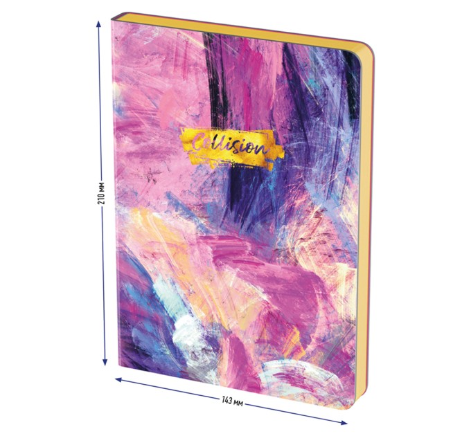 Ежедневник A5, 136 л., недатированный, кожзам, «Collision», золотой срез, с рисунком UD2_01S05