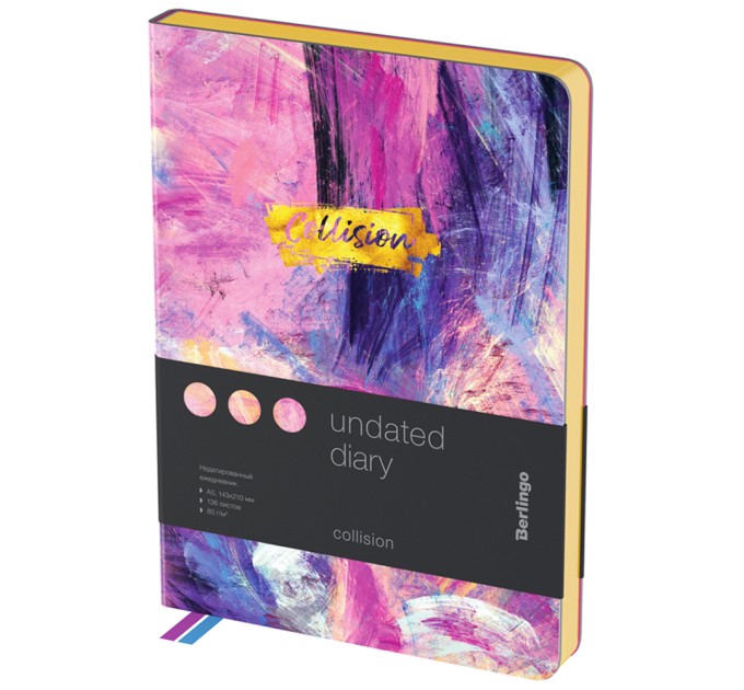 Ежедневник A5, 136 л., недатированный, кожзам, «Collision», золотой срез, с рисунком UD2_01S05