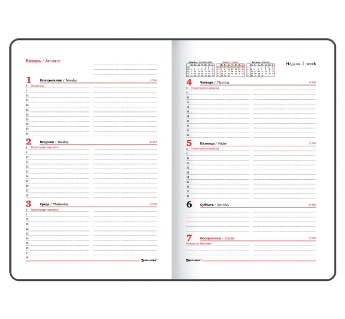 Еженедельник A5, 64 л., датированный, балакрон, черный, «Select» (2024 г.) 115035