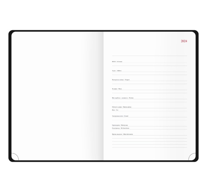 Еженедельник А4, 64 л., датированный, кожзам, черный (2024 г.) Wd4_51612