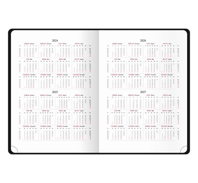 Еженедельник А4, 64 л., датированный, кожзам, черный (2024 г.) Wd4_51612