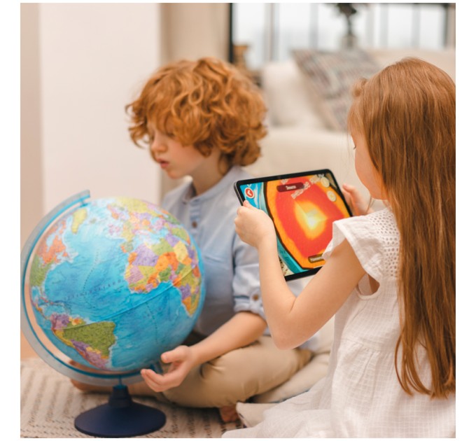 Глобус политический d-250 мм Globen, интерактивный, с подсветкой + очки виртуальной реальности INT12500304