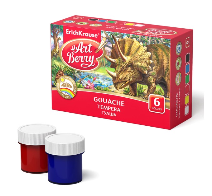 Гуашь 6 цветов/20 мл, ArtBerry® с УФ защитой яркости 41744