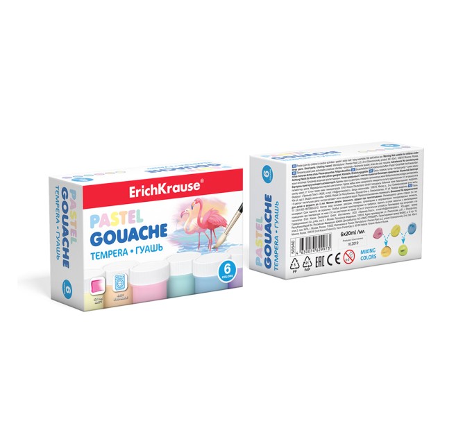 Гуашь 6 цветов/20 мл, пастельная, ErichKrause® Pastel 50540