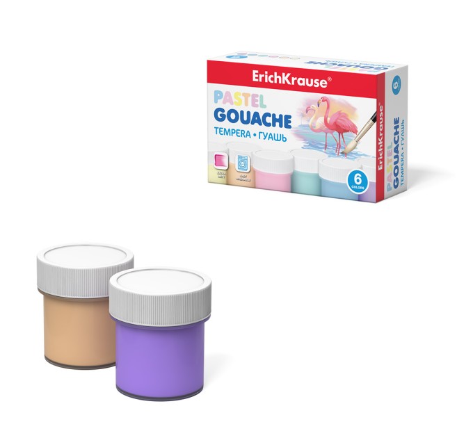 Гуашь 6 цветов/20 мл, пастельная, ErichKrause® Pastel 50540