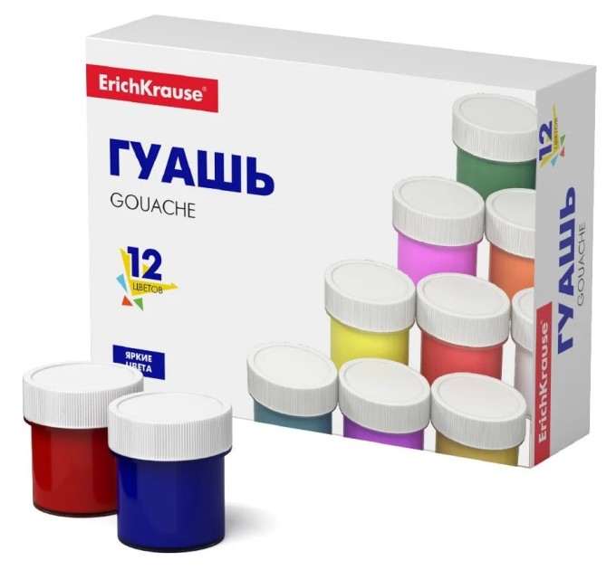 Гуашь 12 цветов/17 мл, ErichKrause® Basic 50544