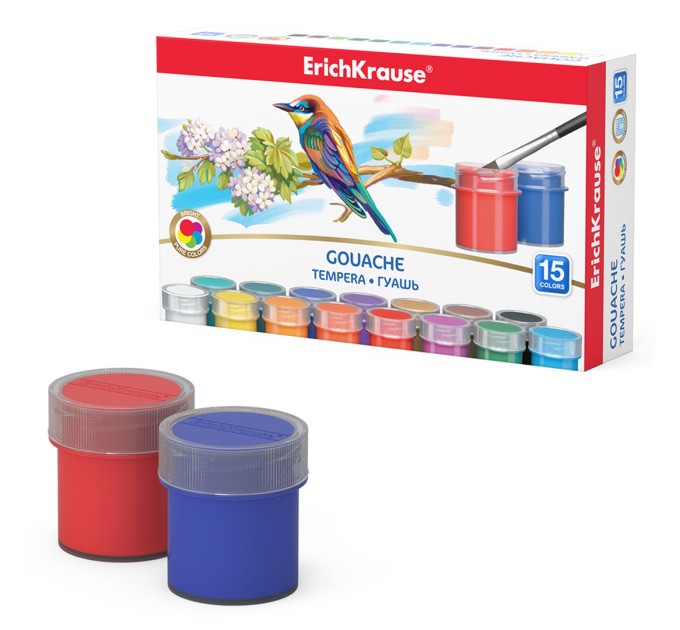 Гуашь 15 цветов/20 мл, ErichKrause® 53408