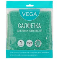 Салфетка для уборки из микрофибры, 30х30, 1 штука, Vega 320872