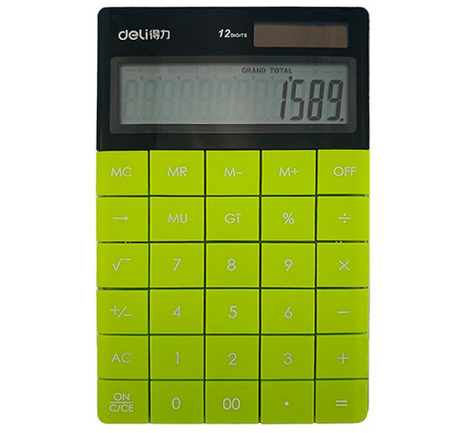 Калькулятор 12-разрядный, зеленый, Deli 1589