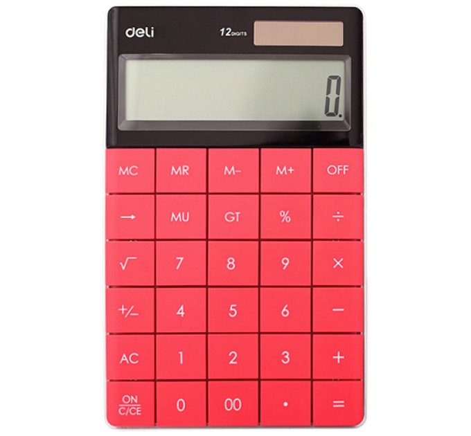 Калькулятор 12-разрядный, красный, Deli 1589