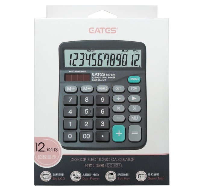 Калькулятор 12-разрядный, настольный DC-837