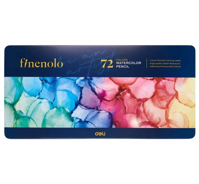 Карандаши 72 цвета, акварельные, в металлическом пенале, Finenolo C129-72