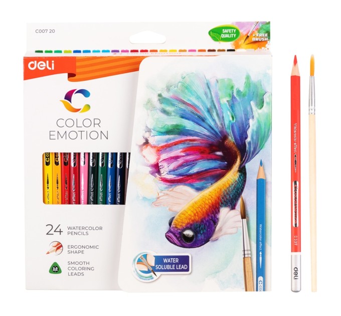 Акварельные карандаши Deli «Color Emotion», 24 цвета 00720С