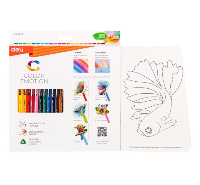 Акварельные карандаши Deli «Color Emotion», 24 цвета 00720С