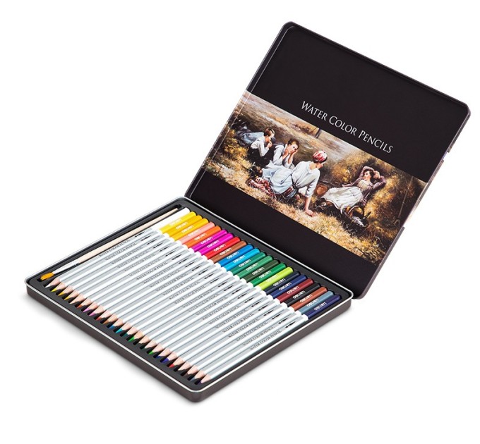Художественные акварельные карандаши 24 цвета, в металлическом пенале 6521