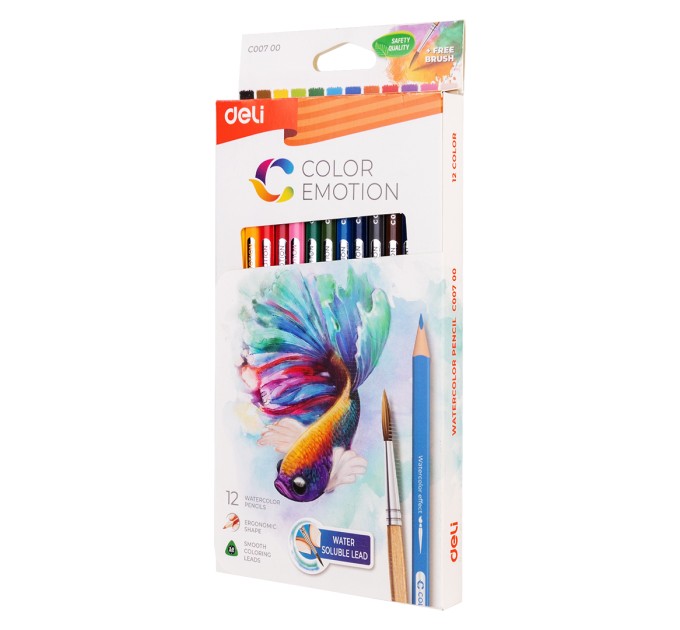 Акварельные карандаши Deli «Color Emotion»,12 цветов 00700С