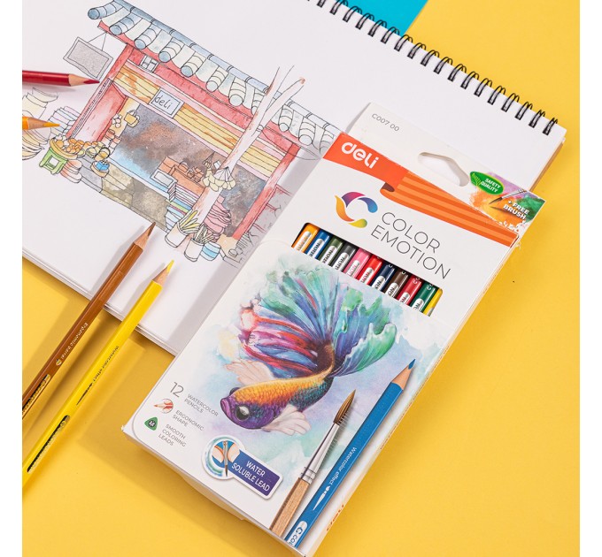 Акварельные карандаши Deli «Color Emotion»,12 цветов 00700С