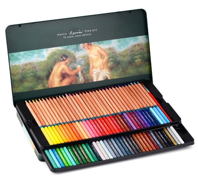 Художественные акварельные карандаши Marco «RENOIR FINE ART WATER», 72 цвета, в металлич E3120-72TN
