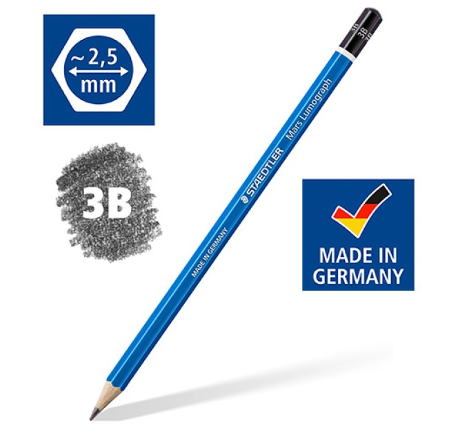 Карандаш 3B, «Mars Lumograph» STAEDTLER 100-3B