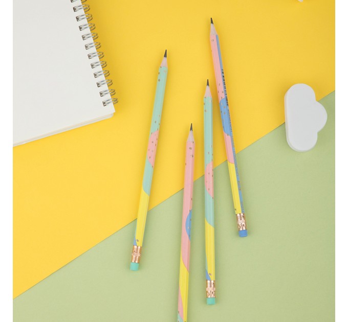 Карандаш HB, с ластиком, пластиковый, MACARON U54800