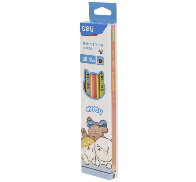 Карандаш 2B, с ластиком, треугольный, MiYOU 52600U