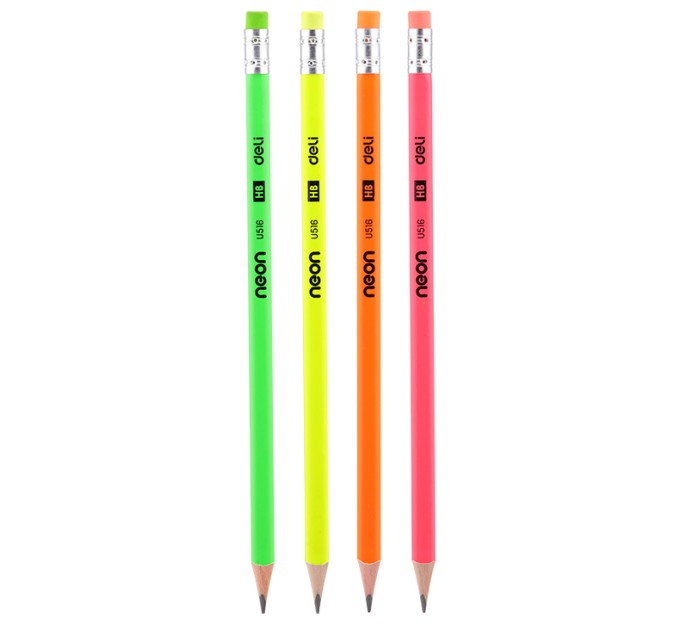 Карандаш HB, с ластиком, треугольный, NEON U51600