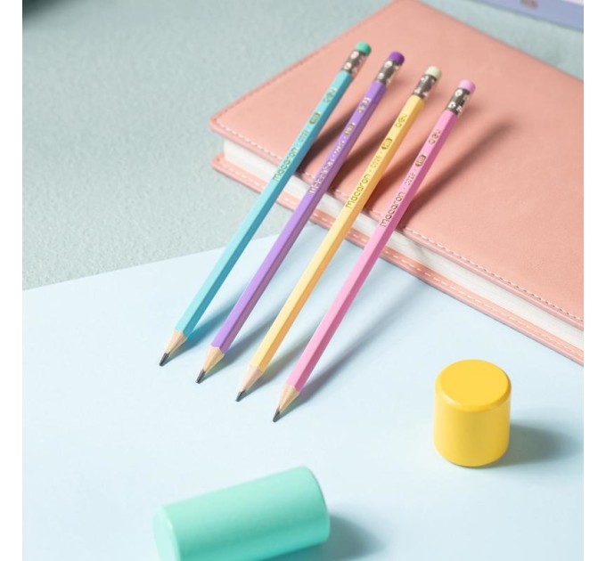 Карандаш с ластиком НВ, Macaron С025-НВ