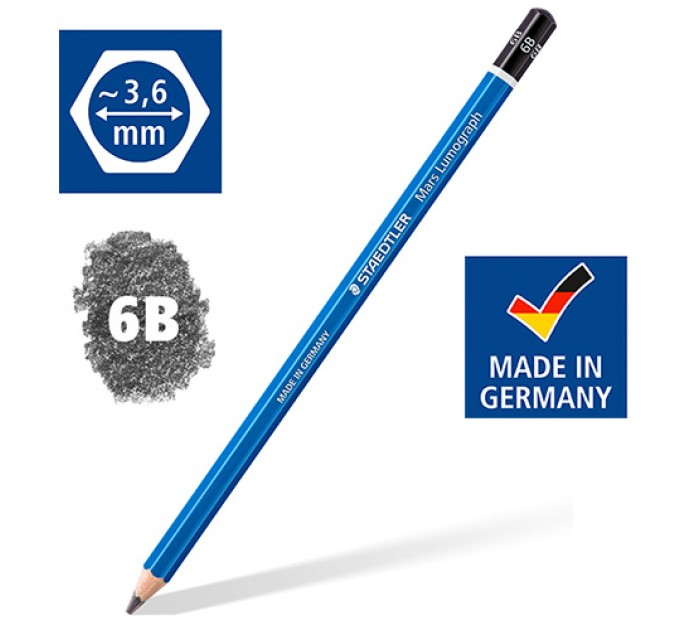Карандаш 6B, «Mars Lumograph» STAEDTLER 100-6B