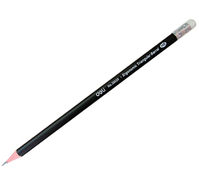 Карандаш с ластиком НВ, трехгранный 38029о