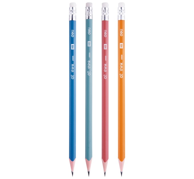 Карандаш HB, трехгранный пластиковый, с ластиком, Think U50000